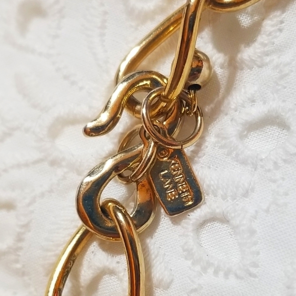 Vtg Kjl Kenneth Jay Lane Gold Hammered Necklace - image 6